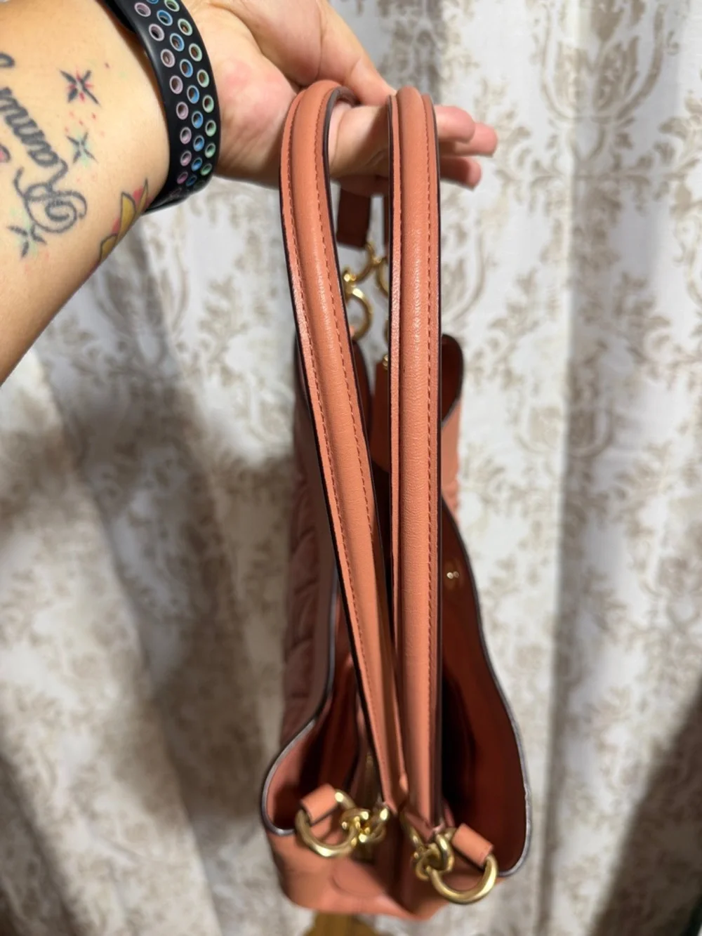 Coach Lexi Quilted Chevron Shoulder Bag in Dusty Coral - Picture 5 of 10